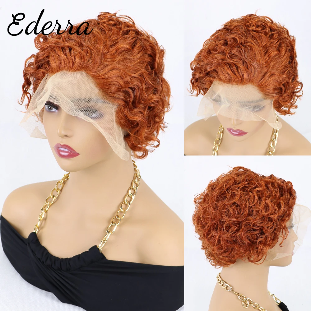 

Short Pixie Cut Wig Human Hair 13x4 Bob Wig Lace Front Human Hair Wigs Pre Plucked Silk Base Curly Lace Frontal Wig
