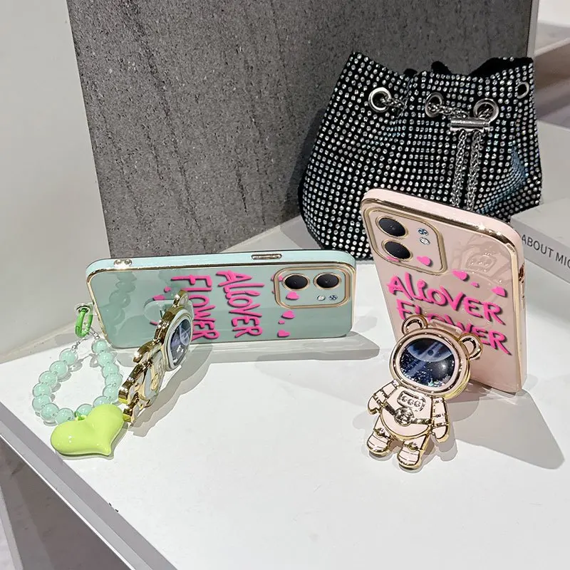 Love Flowers Phone Case Set with Bead Lanyard and Stand