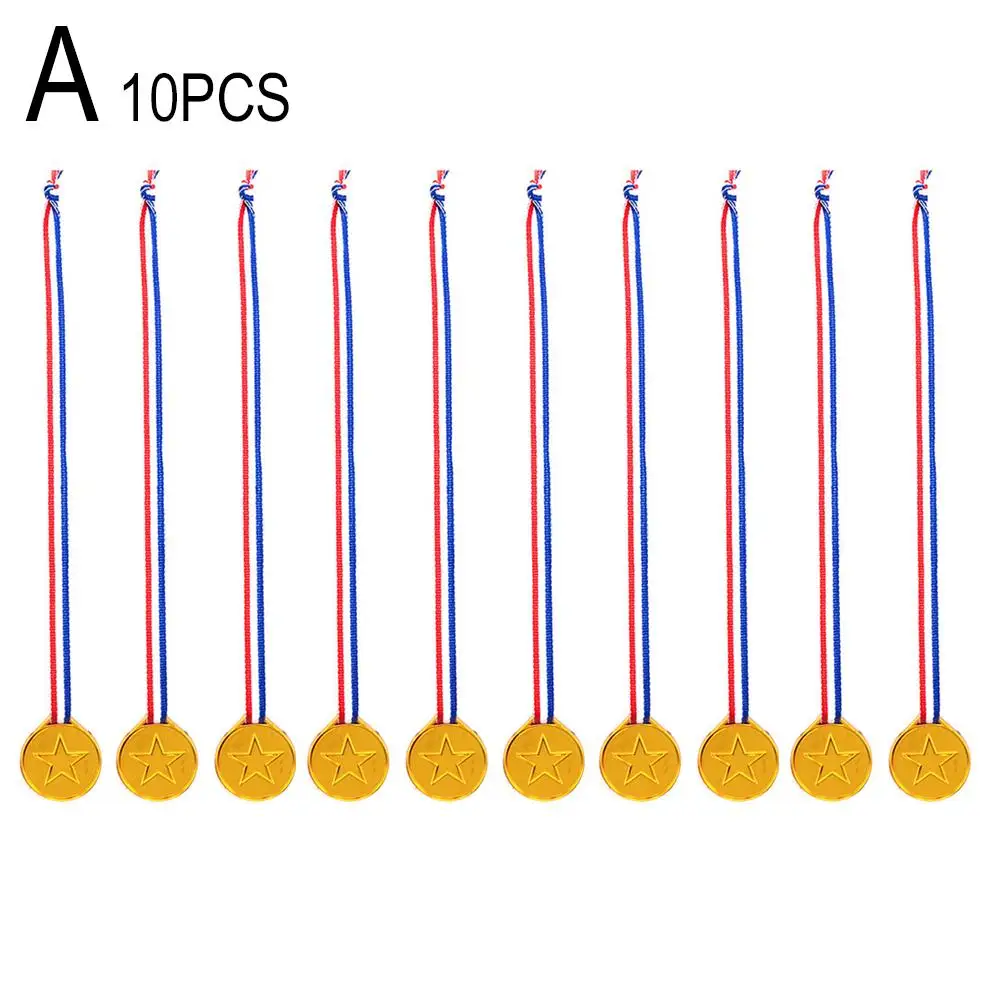 Description Picture 4 of item10pcs Award Medal with Neck Ribbons Plastic Winner Medals Children's Football Sports Party Competition Souvenir Gift Kids Toys
