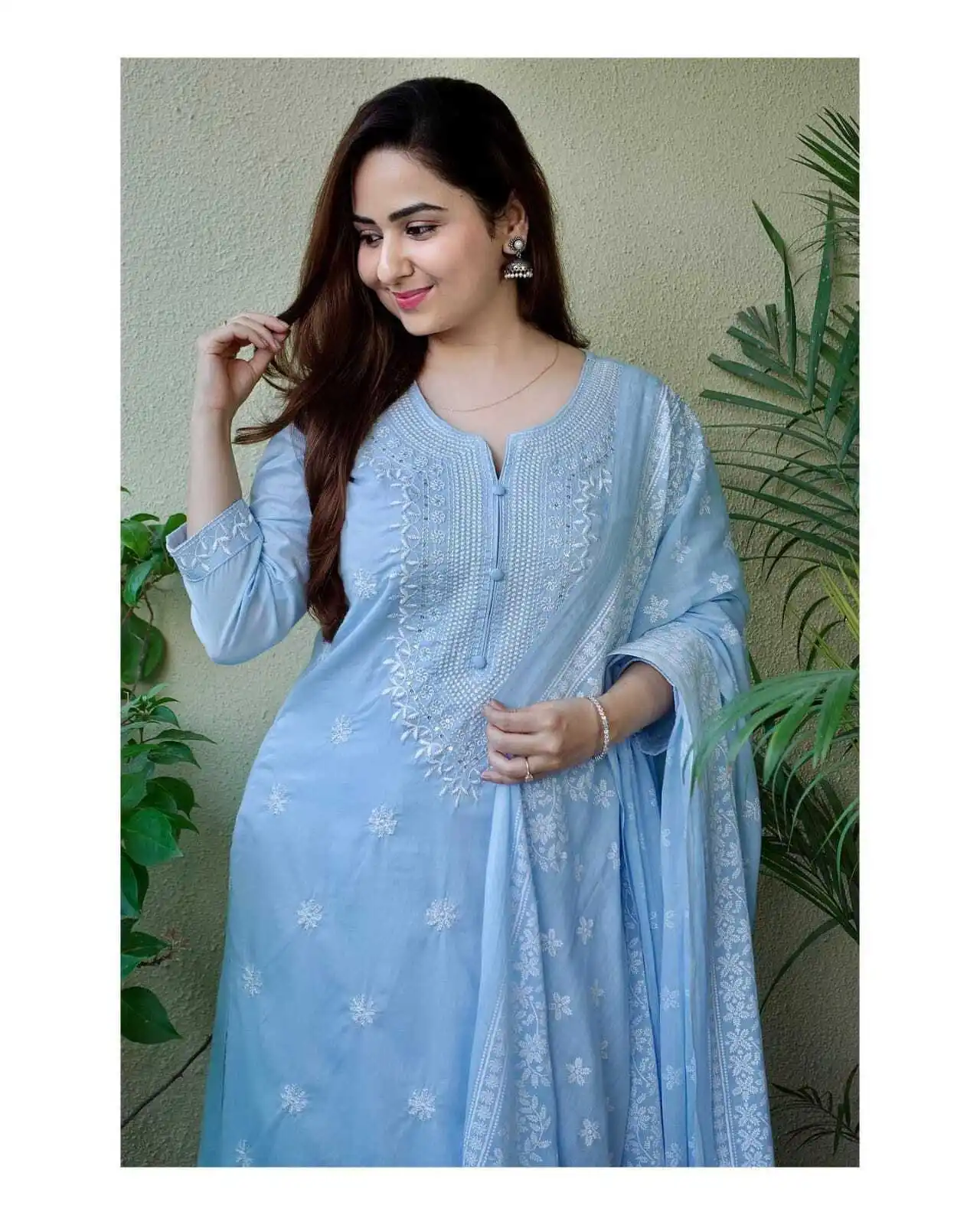 Women Blue Kurti Pant Sets Festival /Wedding Wear Palazzo Kurta Set Readymade