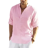 New Men’s Casual Cotton Linen Shirt Loose Tops Long Sleeve Tee Shirt Spring Autumn Casual Handsome Men’s Shirts