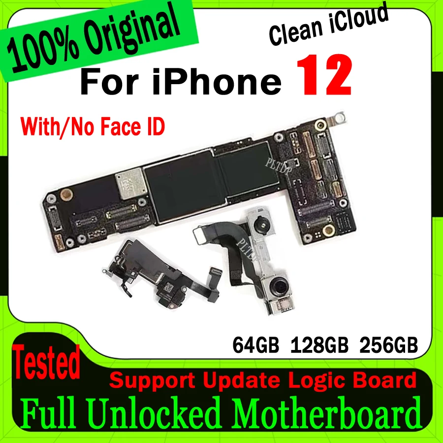 

Free Shipping 100% Test Mainboard For iphone 12 Clean icloud Motherboard Original Unlock For iphone 12 Logic Board 64g/128g/256g