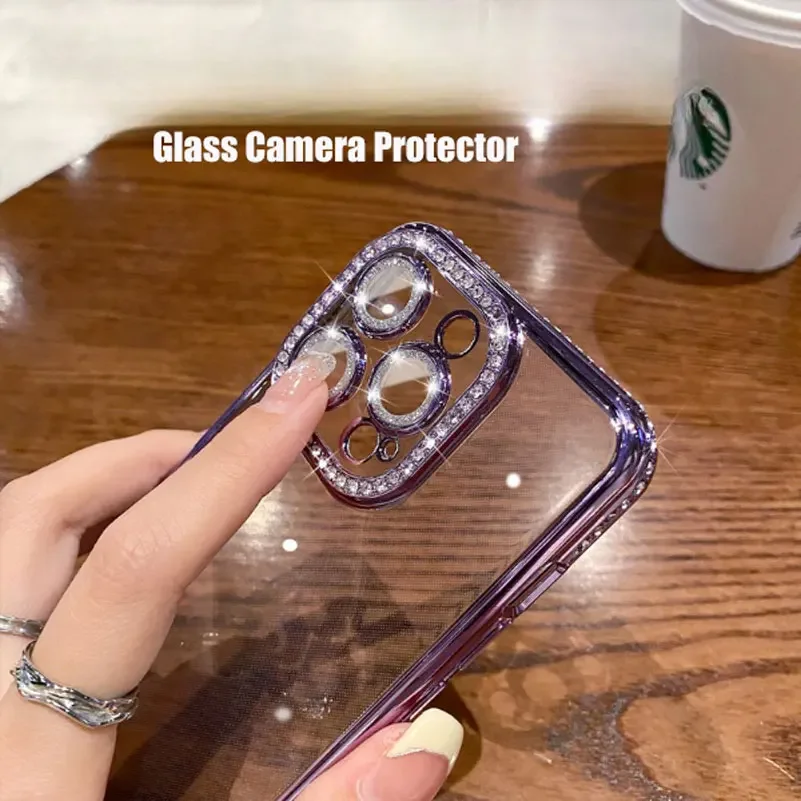 Glitter 3D Diamond Camera Lens Ring Protector Film Sticker Cover For iPhone  15 14 Pro Max Plus 13 12 Mini Women Bling Accessory - AliExpress