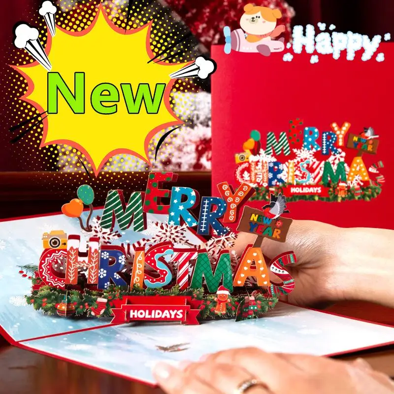 Set Di 6 Biglietti Di Auguri Natalizi 3D Pop-Up – Fatti A Mano Con Buste E Adesivi, Per Natale E Capodanno - 3