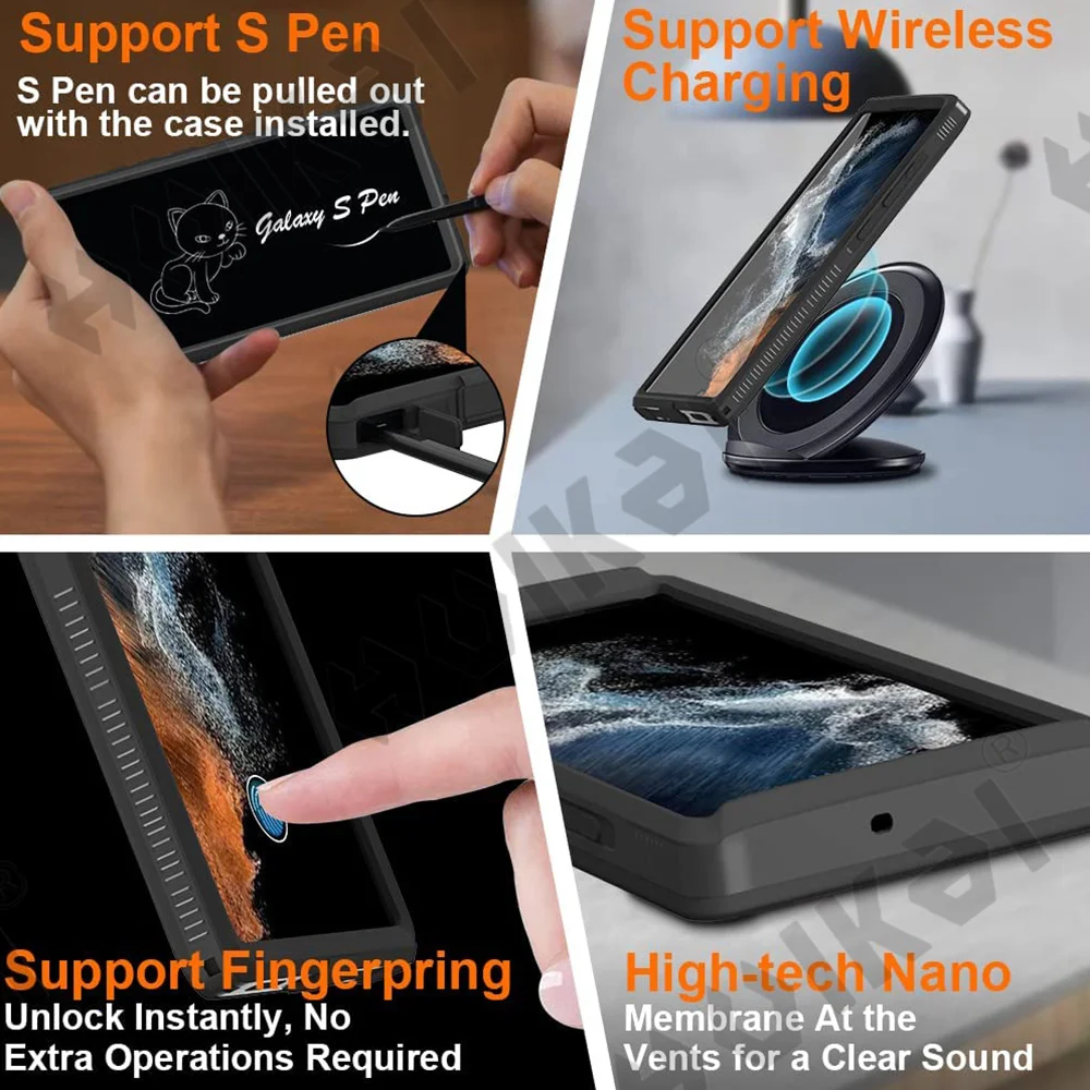 IP68 Shellbox Waterproof Case For Samsung S22 S21 S20 Plus Ultra Note 20 Ultra Shockproof diving Swimming Phone Luxury Cover Fun