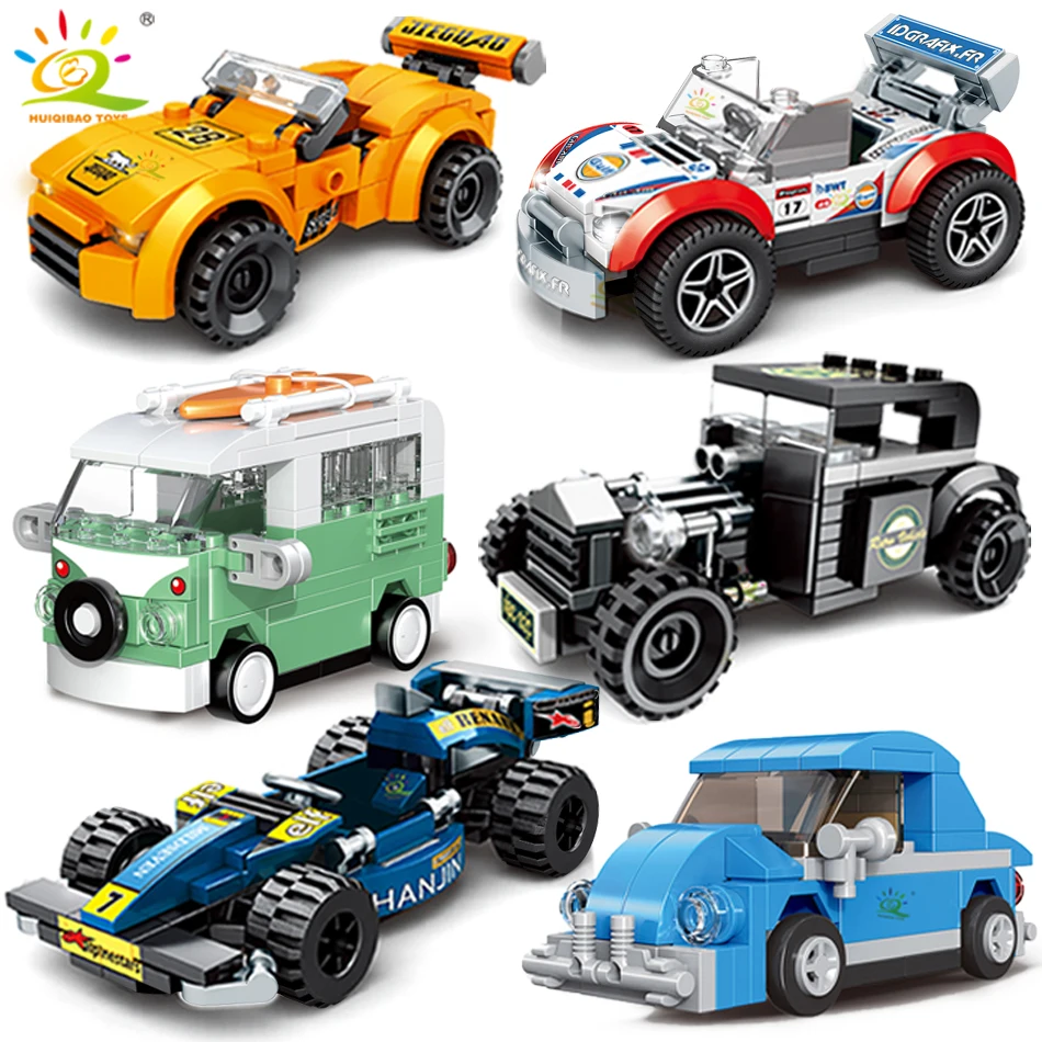 Huiqibao City Speed Champions Car Building Blocks Racing Sport Auto Car Super Racers Man Bricks Construction Toys For Children