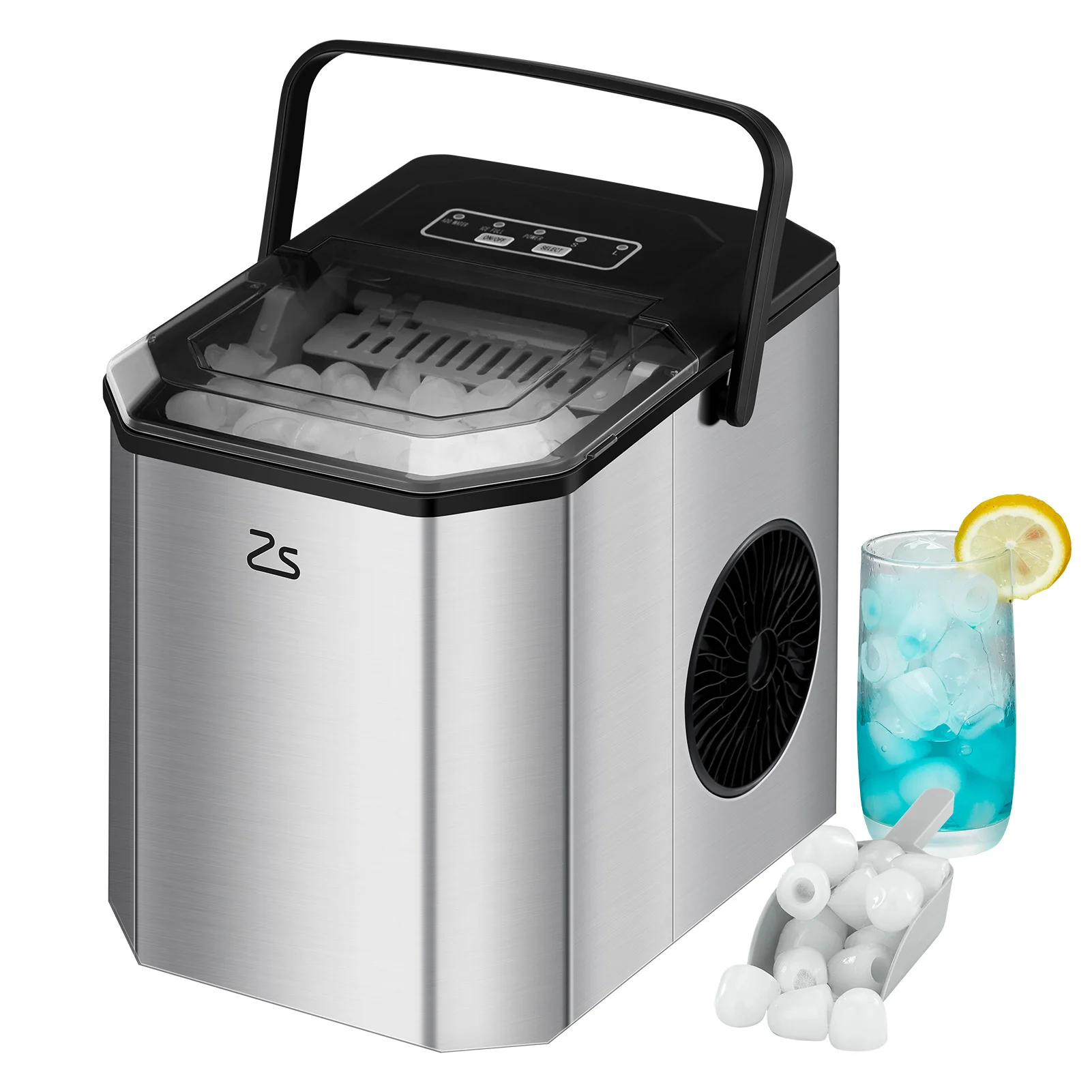 Ice Maker Countertop with Bullet Ice, 10,000pcs/26Lbs/Day, Portable Ice Machine w/Ice Scoop, 45lb Quiet Design and Self-Cleaning