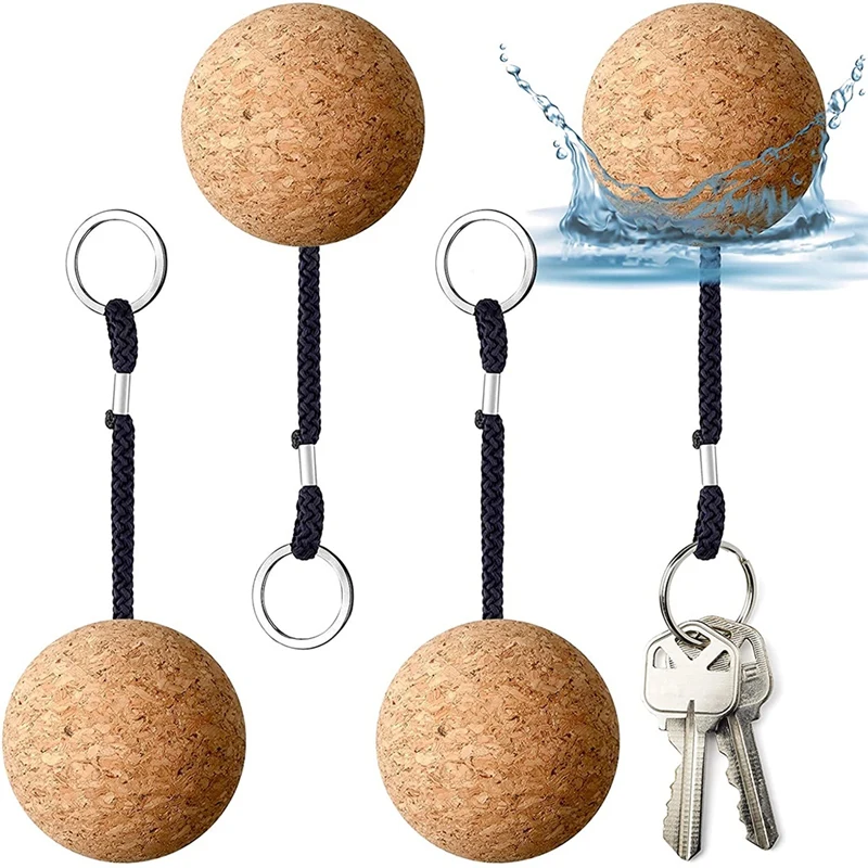 

Floating Cork Keyring, Floatable Wooden Ball Key Chain For Water Sport Accessories Swimming Diving Fishing Swimming