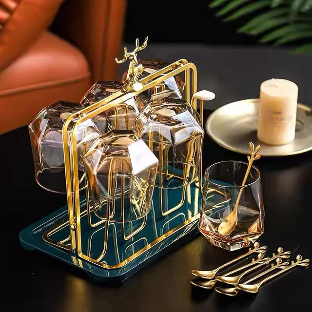 Light Luxury European Style Glass Water Cup Rack Metal Cup Rack Draining Household Cup Storage Rack Water Cup Holder 2