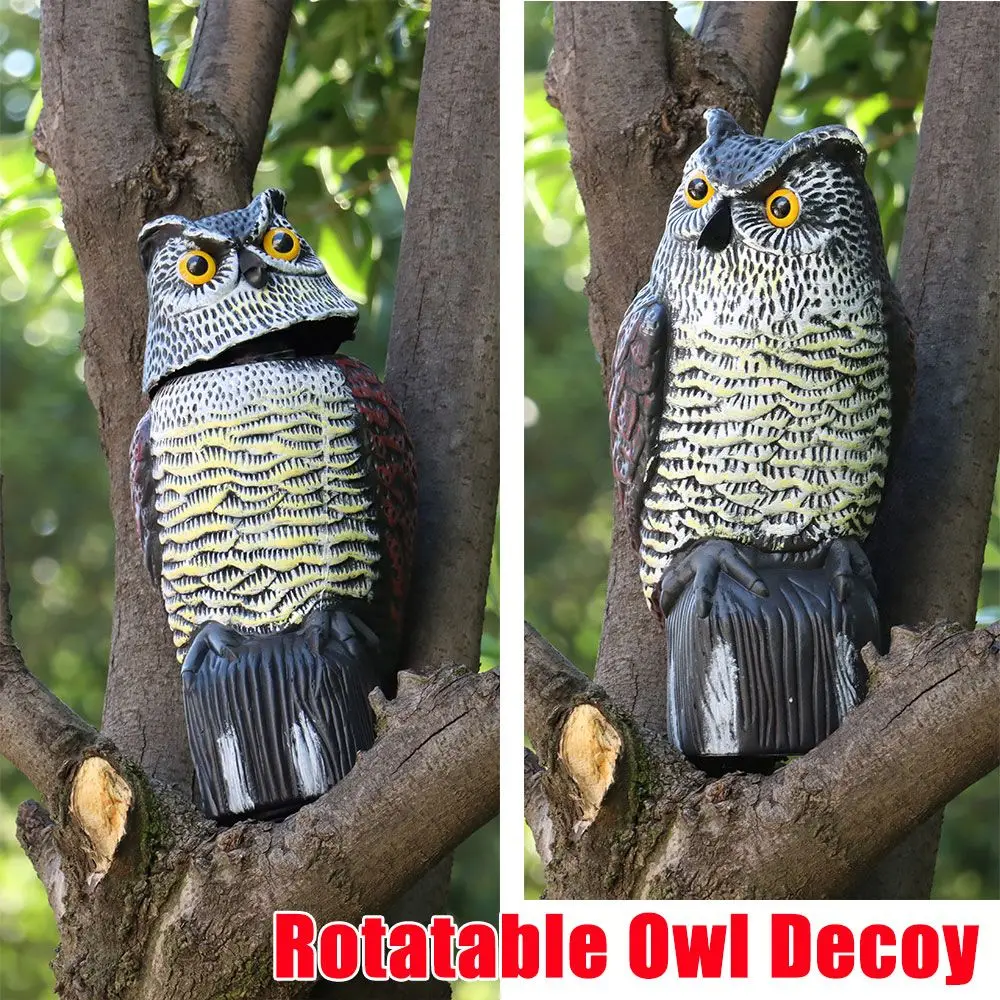Outdoor Patio Garden Decoration Large Size Rotating Head Birds Repellent Pest Control Bird Deterrent Owl Decoy garden decoration owl decoy bird repellent decoy