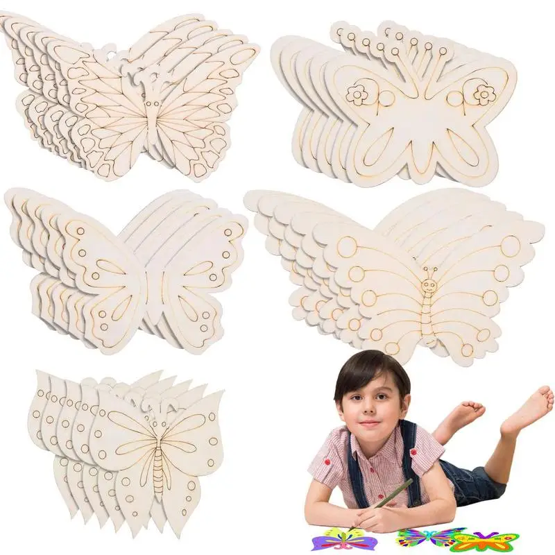 

Unfinished Wood Crafts 25pcs Natural Blank Butterfly Shaped Slices Unfinished Wooden Cutouts For Patchwork DIY Crafting