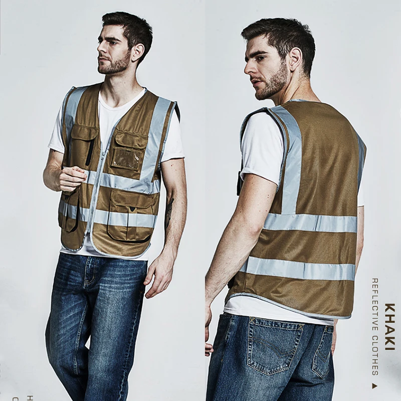 SFVest hi vis-chaleco reflectante de seguridad, chaleco de seguridad frontal con cremallera de alta visibilidad, ropa de trabajo con rayas reflectantes, envío gratis