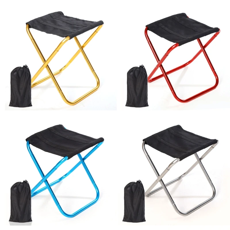 

150KG Thickened Outdoor Camping Small Chair Portable Folding Aluminum Alloy Stool for Bench Mare Ultralight Fishi D5QD