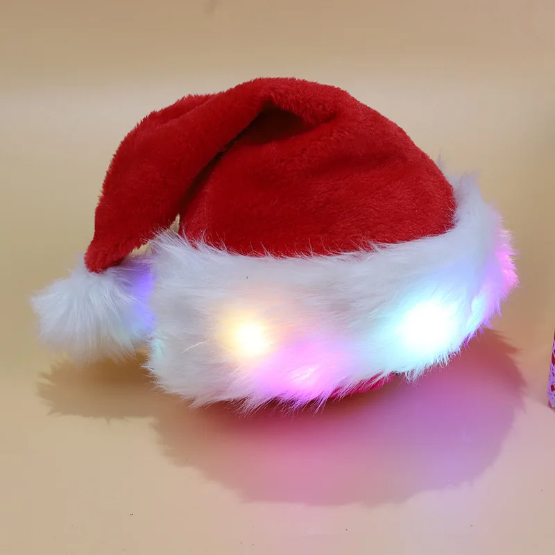 New Christmas Decoration Plush Luminous LED Christmas Hat Santa Claus Hat Gift