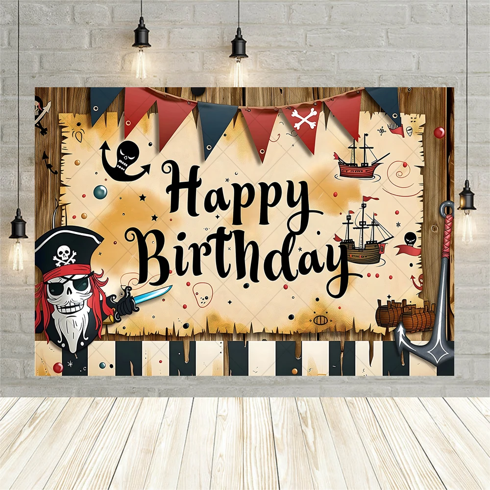 Pirate Ship Backdrop Custom Cartoon Treasure Banner Boy Girl Happy Birthday  Children Party Supplies Baby Shower Decoration Props - AliExpress, image size:1000x1000