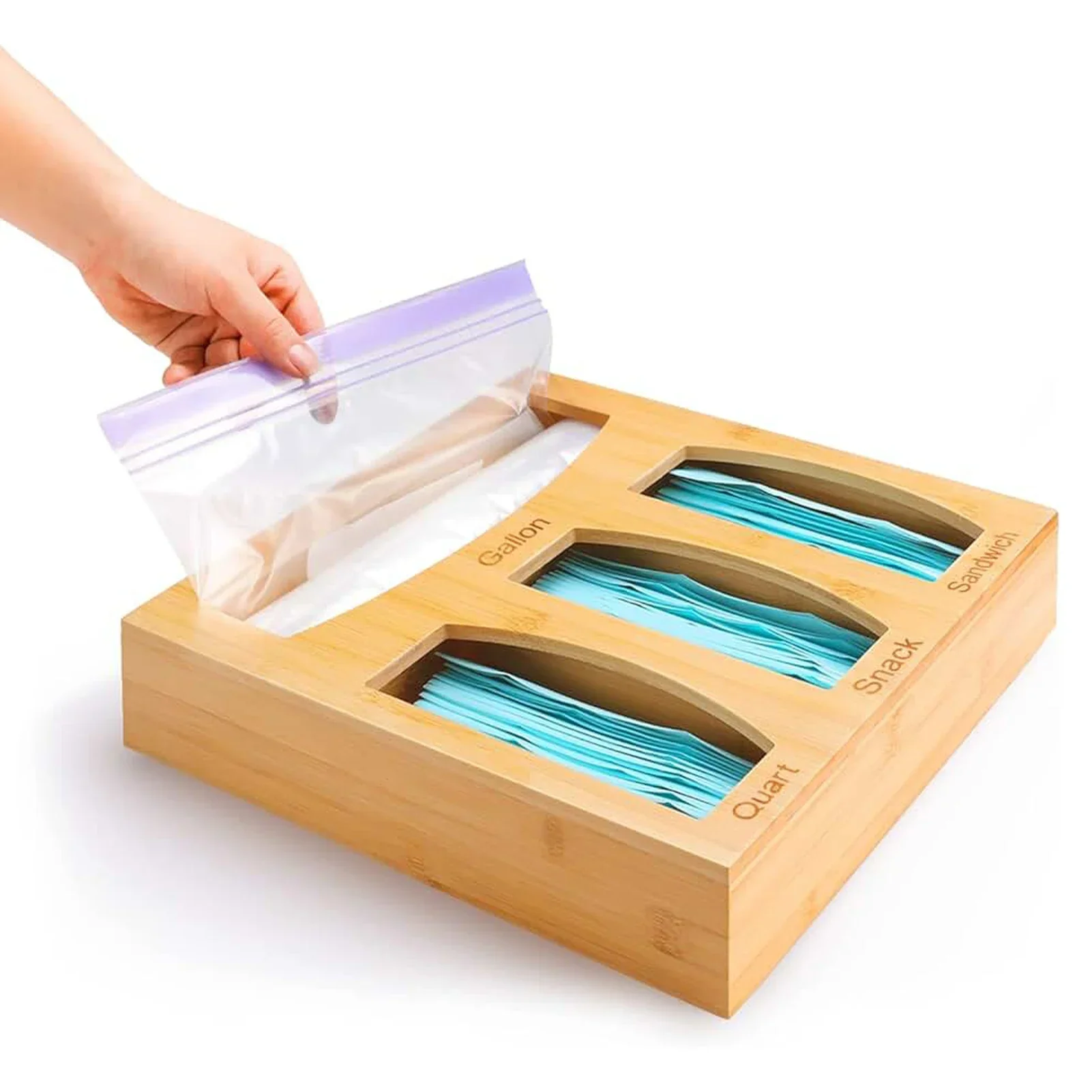 Ziplock for Box Size Bag Variety Snacks Gallon Sandwiches Drawer Bamboo Bins Storage Food Capacity Large