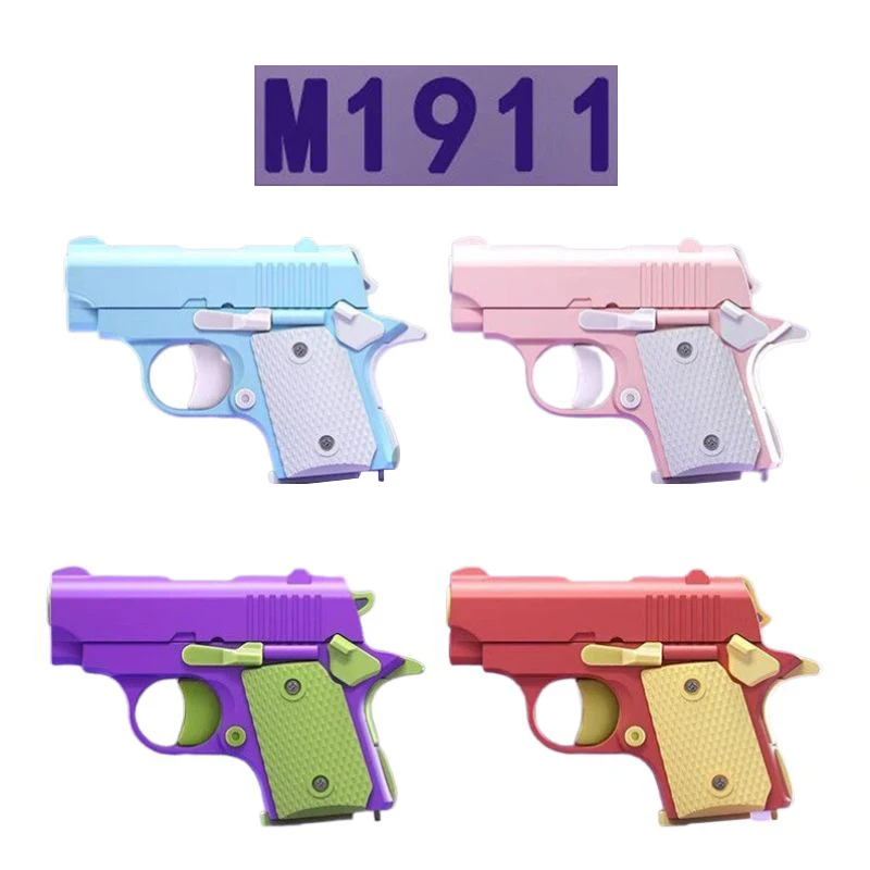 Mini Model Guns 1PC Kids 3D 1911 Pistols Hand Toy Bullets No Fire Rubber Band Launcher Collection Gifts