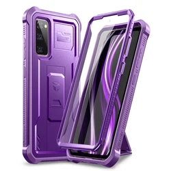 Shockproof Heavy Duty Phone Case with Screen Protector and Stand - Enhanced Protection Back Cover - Galaxy S20 FE (PURPLE)