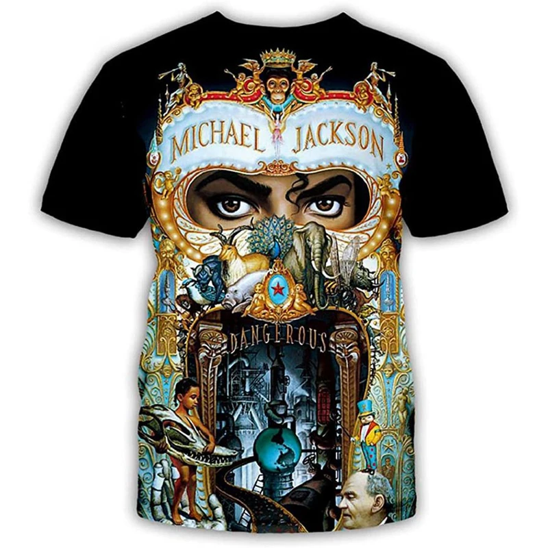 Michael Jackson hip-hop singer retro cool men Harajuku streetwear short sleeved
