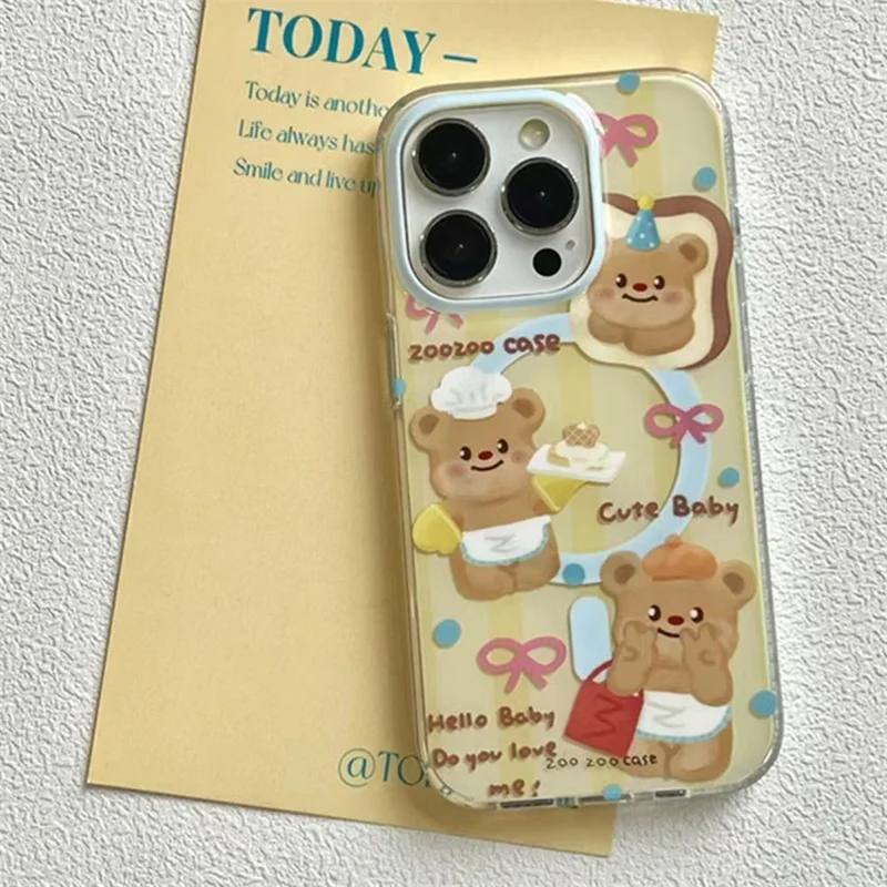 Magnetic Brown Bear Phone Case with Adorable Bear Bracket