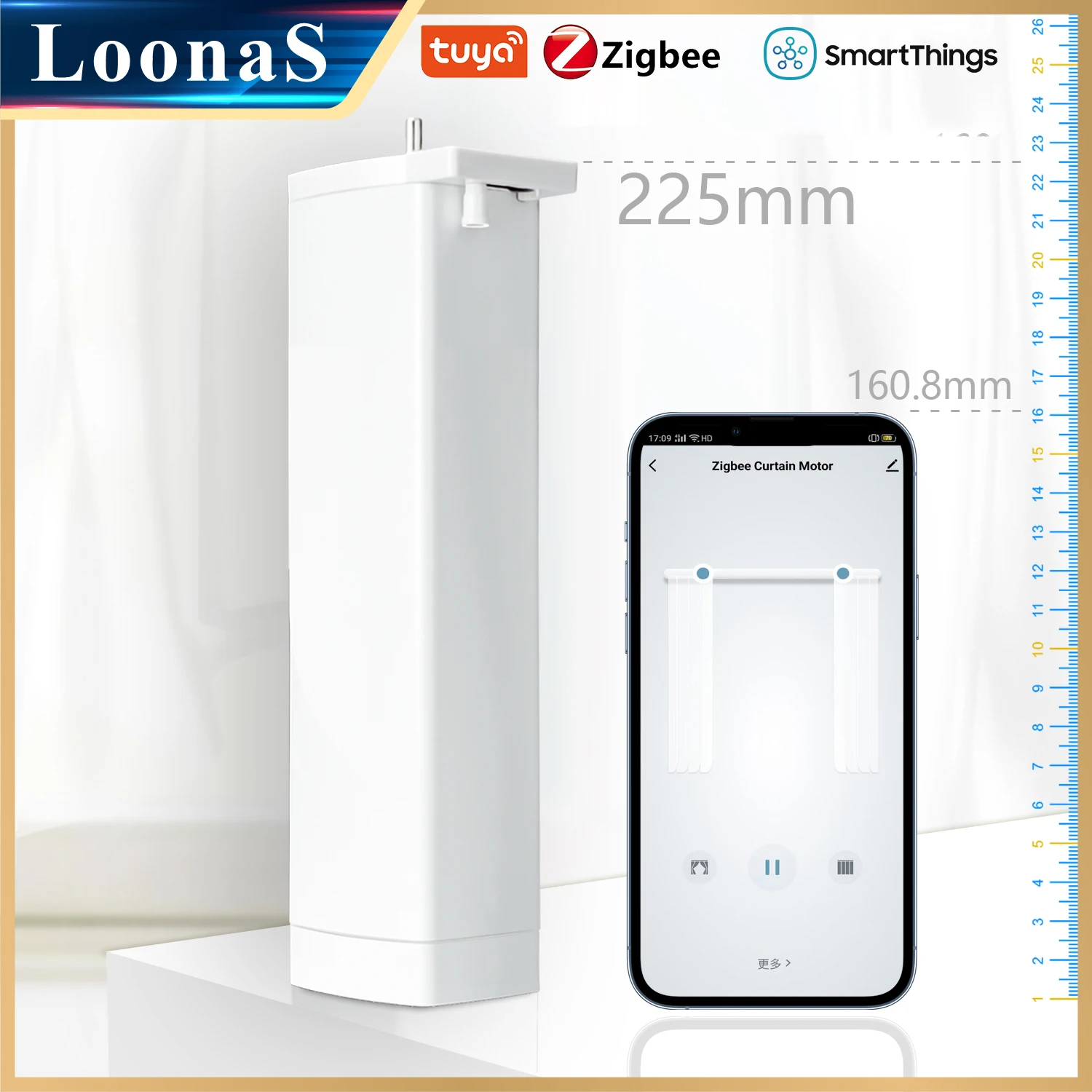 Motor Elétrico Inteligente de Cortina 3rd Generation Short Tuya Zigbee Intelligent Support Voice Control Alexa Google Assistant