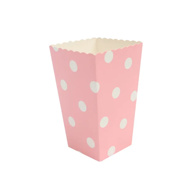 WALMD 6pcs Popcorn Box Colorful Chevron Stripes Dot Gold Gift Box Party Favour Wedding Pop Corn Kid Party Decoration Bags Loot Pink Dot