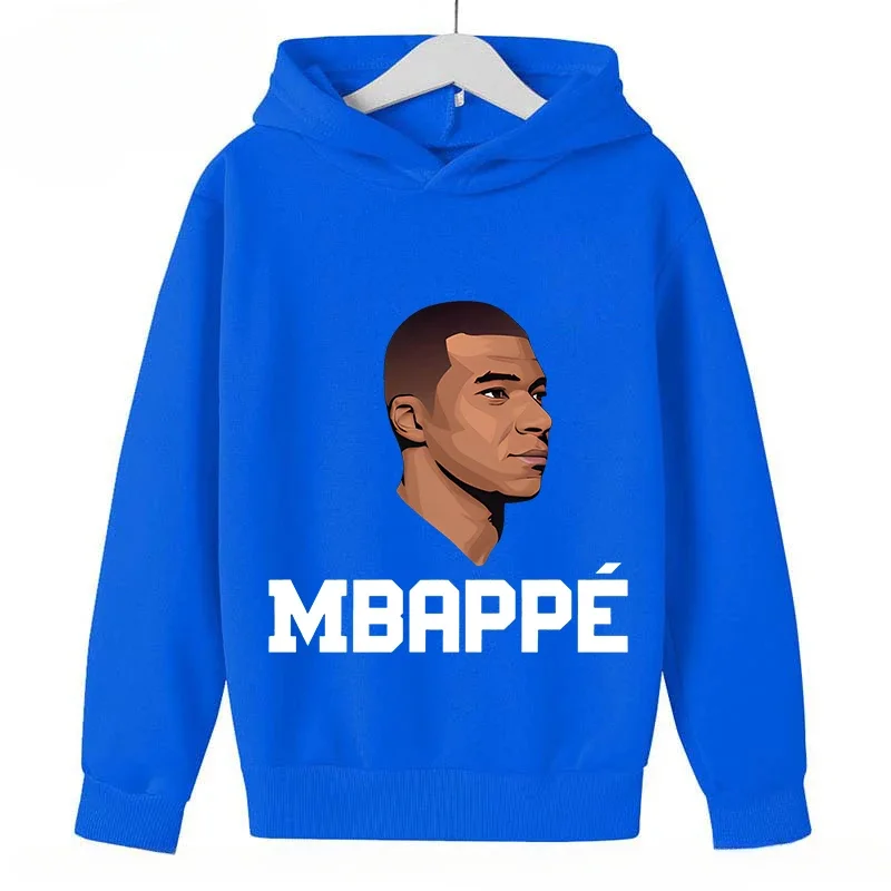 thumbnail image 1 of Sudadera deportiva azul de primavera y otoño para niños y niñas, sudadera con capucha con estampado de Mbappé para niños, ropa para niños, sudaderas con capucha para niñas, 1 of 5
