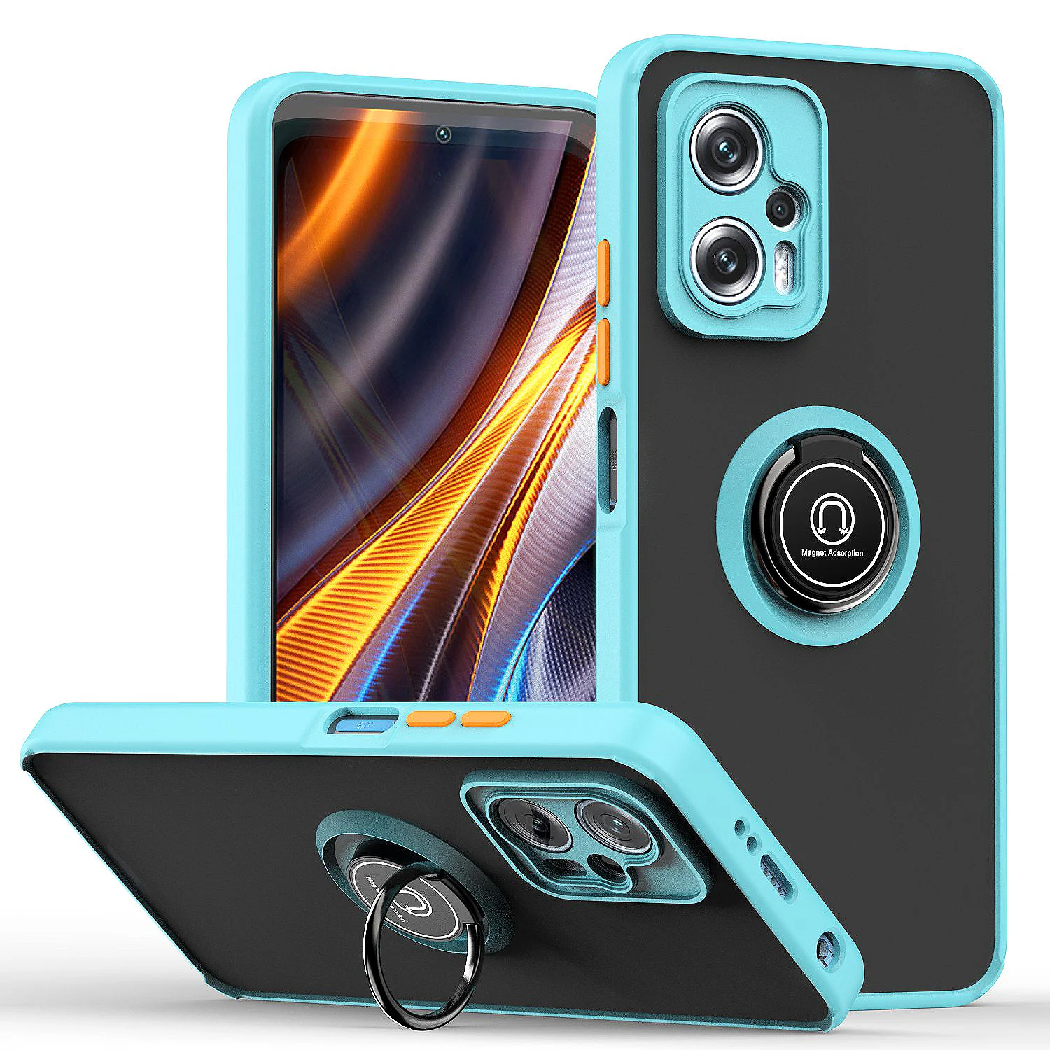 Shockproof Magnetic Ring Back Phone Cover - Enhanced Protection and Grip