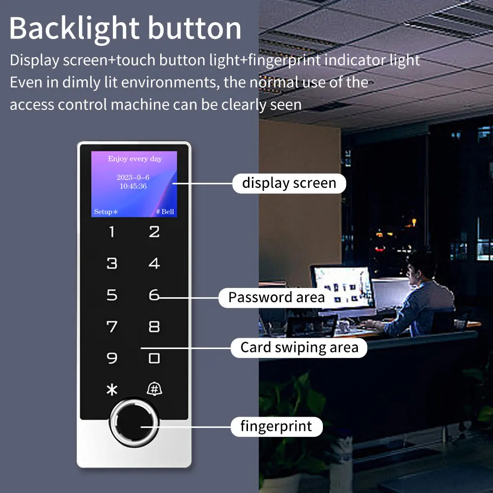 Wifi Tuya App Vingerafdruk Toegangscontroller Zink Toetsenbord Waterdicht Rfid Standalone Biometrische Deur Toegangscontrole Systeem Met Lcd