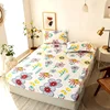 Polyester Fashion Print Fitted Sheet with Elastic Band Non Slip Mattress Cover Pillowcase for Single Double Bed 90/120/150/180cm 4