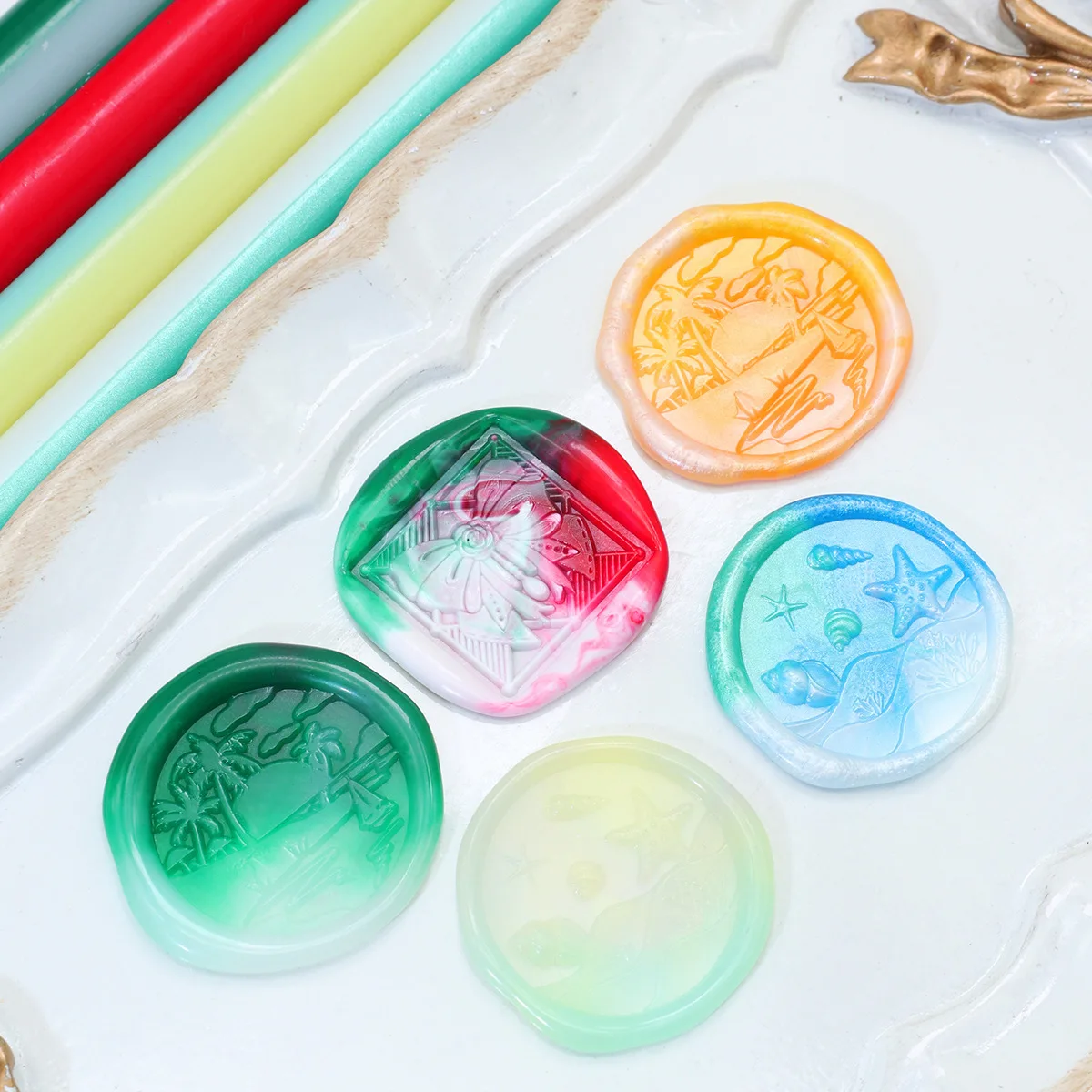 5개 DIY 씰링 왁스 스틱, 글루건용 핫멜트 글루 스틱, 씰링 왁스, 웨딩 파티 초대장 봉투 씰링용