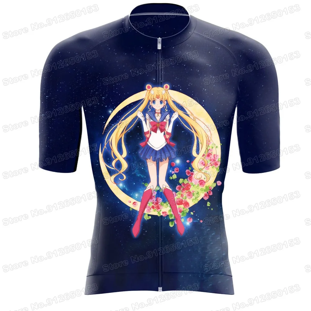 Women Sailor Moon Cycling Jersey Set Cartoon Anime Cycling Clothing Pretty Girl Soldier Road Bike Shirts Suit MTB Maillot