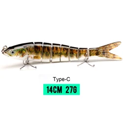 Premium Sinking Wobblers - Jointed Swimbait with 8 - Segment Design (140mm 27g C4)