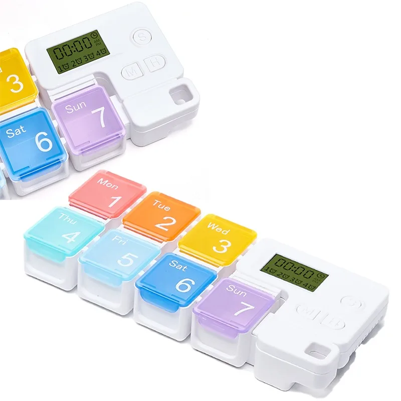 Portable Weekly Pill Organizer with Alarm Reminder – Ideal for Travel, Vitamins, and Supplements