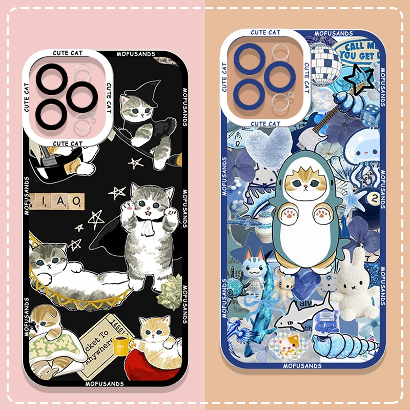 Cartoon Shark Cat Clear Phone Case