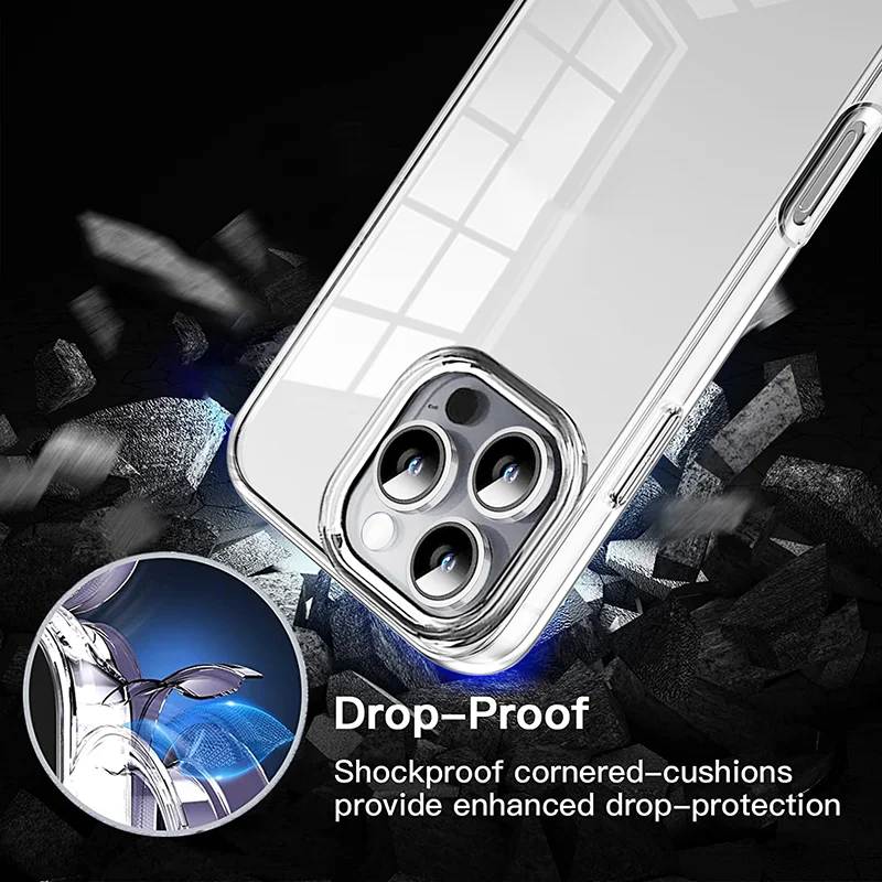 Crystal Clear Dual-Sided Shockproof Phone Case with Enhanced Protection