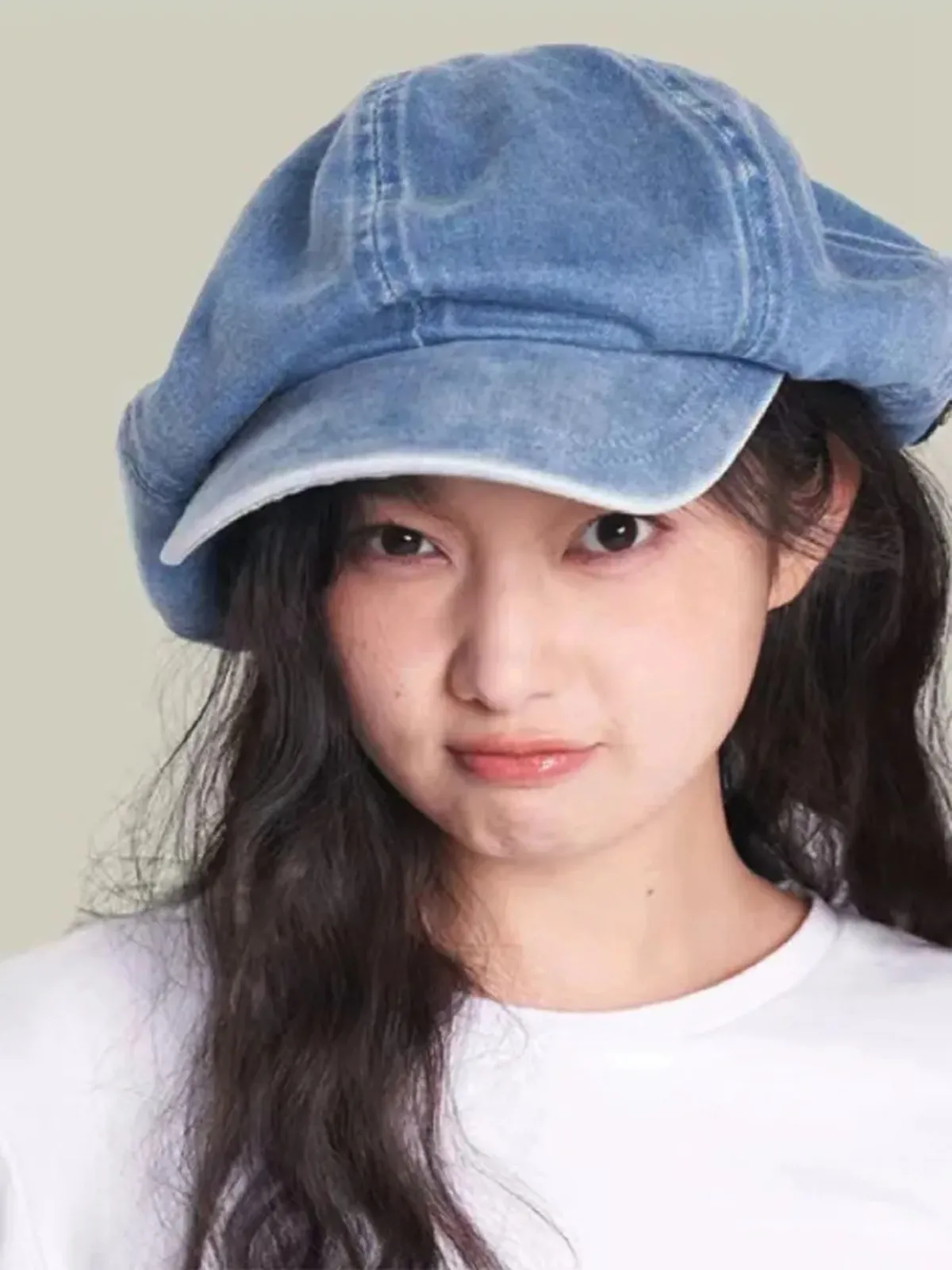 Autumn Hats for Women Washed Denim Fabric Octagonal Hats Fashionable and Versatile Artistic Retro Painter Hats Newsboy Cap