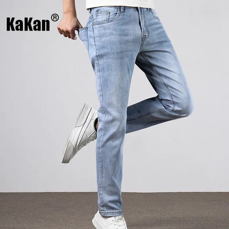 Kakan - Korean Version of New Youth Thin Denim Men's Clothing, Trendy Slim Fit Elastic Straight Tube Casual Long Denim K42-601