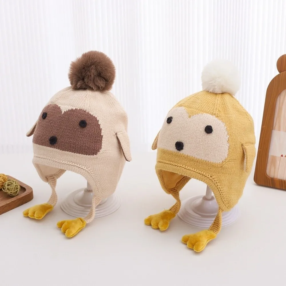 New Pompom Pullover Cap Windproof Warm Beanie Hat Coldproof Infant Knitted Cap Outdoor Sports