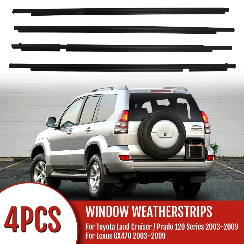 Lot De 4 Joints D'Étanchéité Fenêtre Pour Toyota Land Cruiser Prado 120 (2003-2009) - Réf. 75711-60061