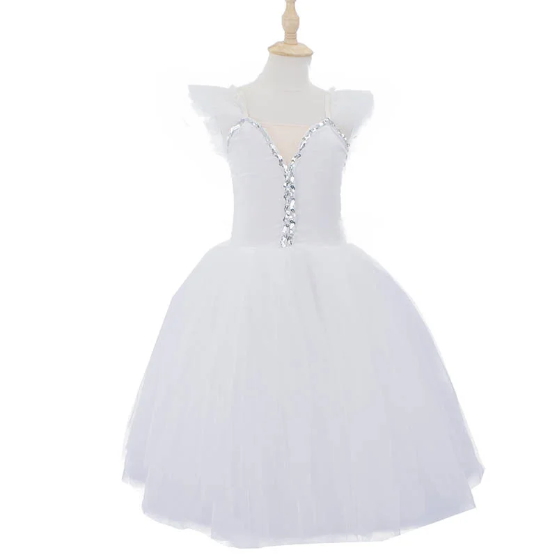 

Long Ballet Tutu Dress Girls White Swan Lake Costumes Leotard Women Adult Practice Ballet Skirts Performance Dancing Clothing