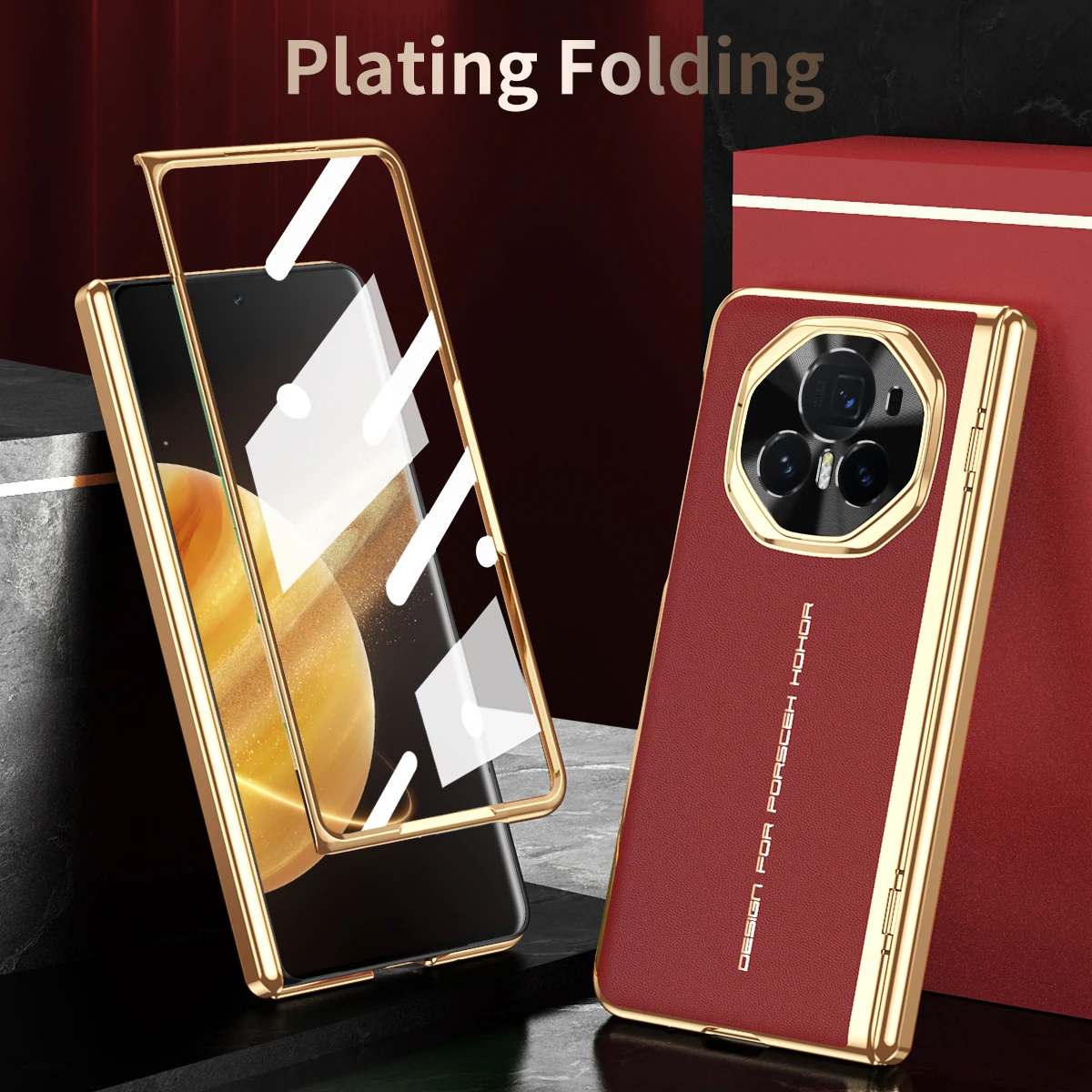 Luxury Electroplated Leather Flip Case - Shockproof 360° HD Cover