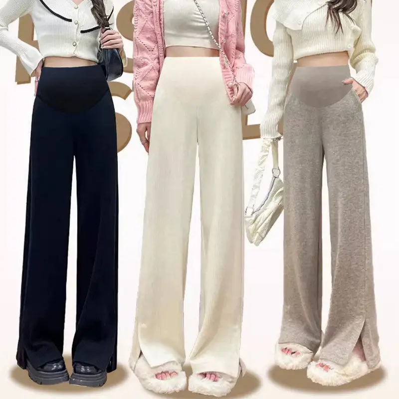 Maternity Pants Fall Winter 2023 New Open Wide-leg Pants Spring Autumn Outside Wear Bottoming Straight Pants Fall Clothing 5
