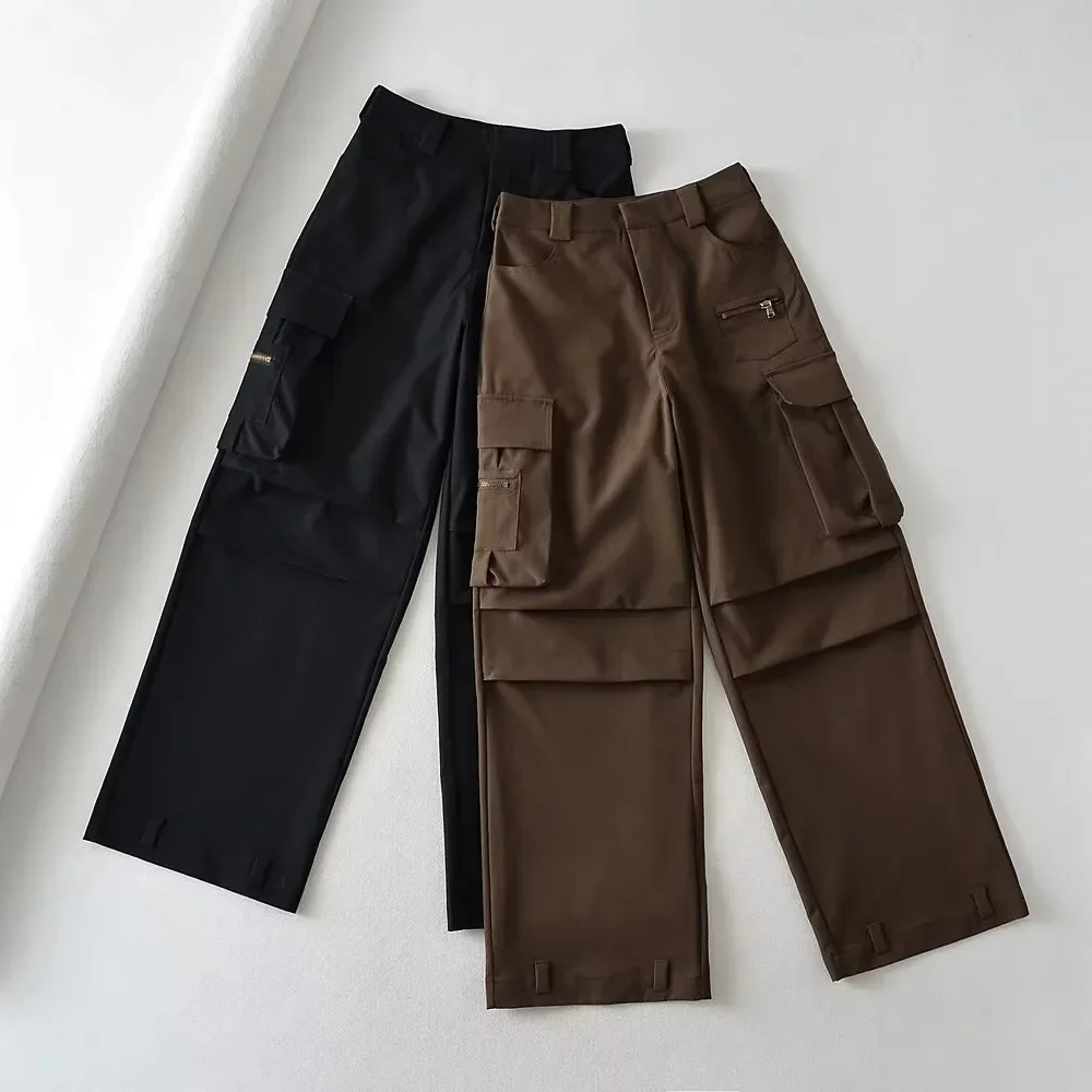 Three-dimensional Multi-pocket Cargo Pants Women's High Waist Loose Slimming Straight Casual Pants Trend
