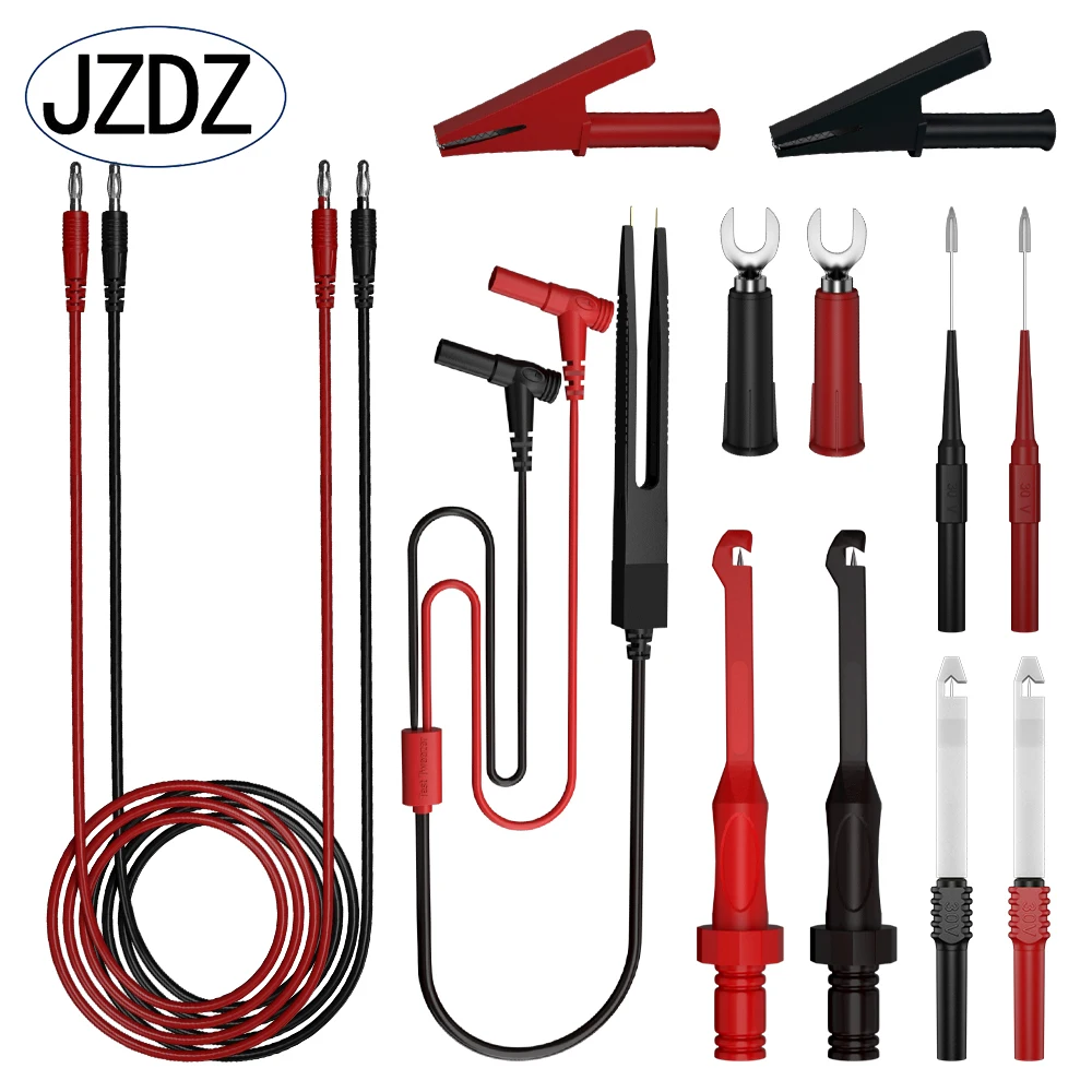 

JZDZ Multimeter Test Leads Kit Digital Electrical Test Probes Set with Alligator Clips Test Tweezer Wire-Piercing Back Probe Pin