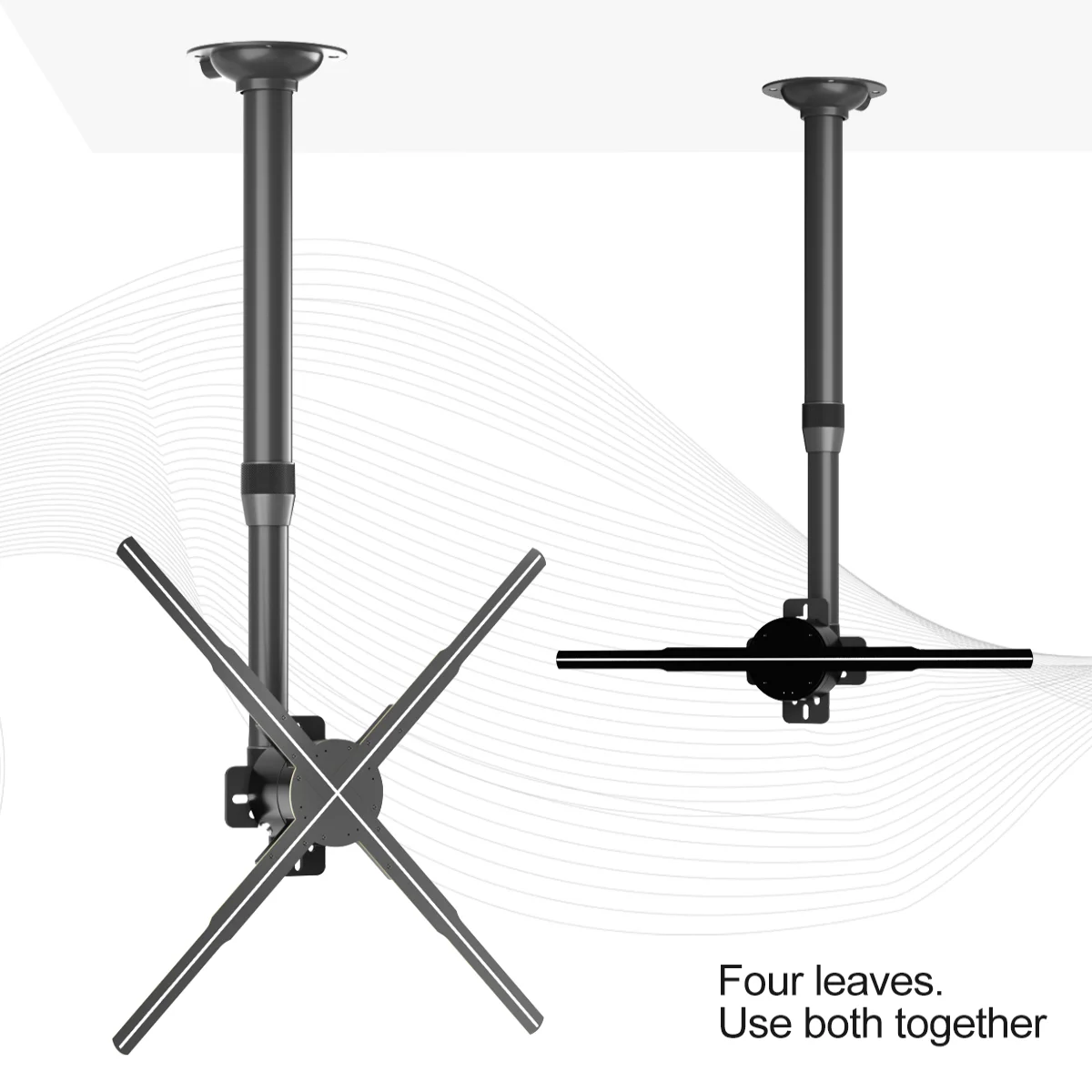 Support De Montage Pour Ventilateur Holographique 3D - Réglable 15,5 à 24 Pouces, Charge 8,8 Lb - Pour Plafond/Mur