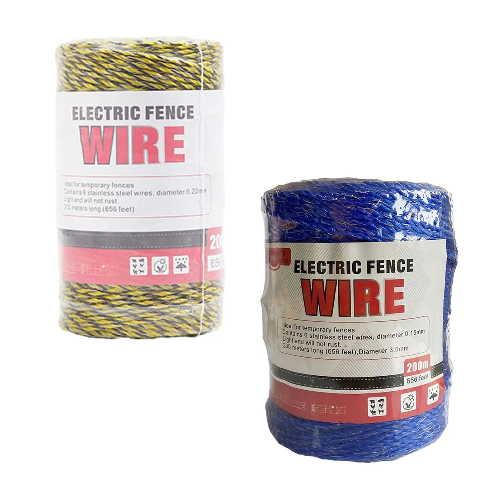 200M Electric Fence Polywire Convenient Multiuse Reliable High Electrical Conductivity for Horse Fence Pasture Cattle Animal