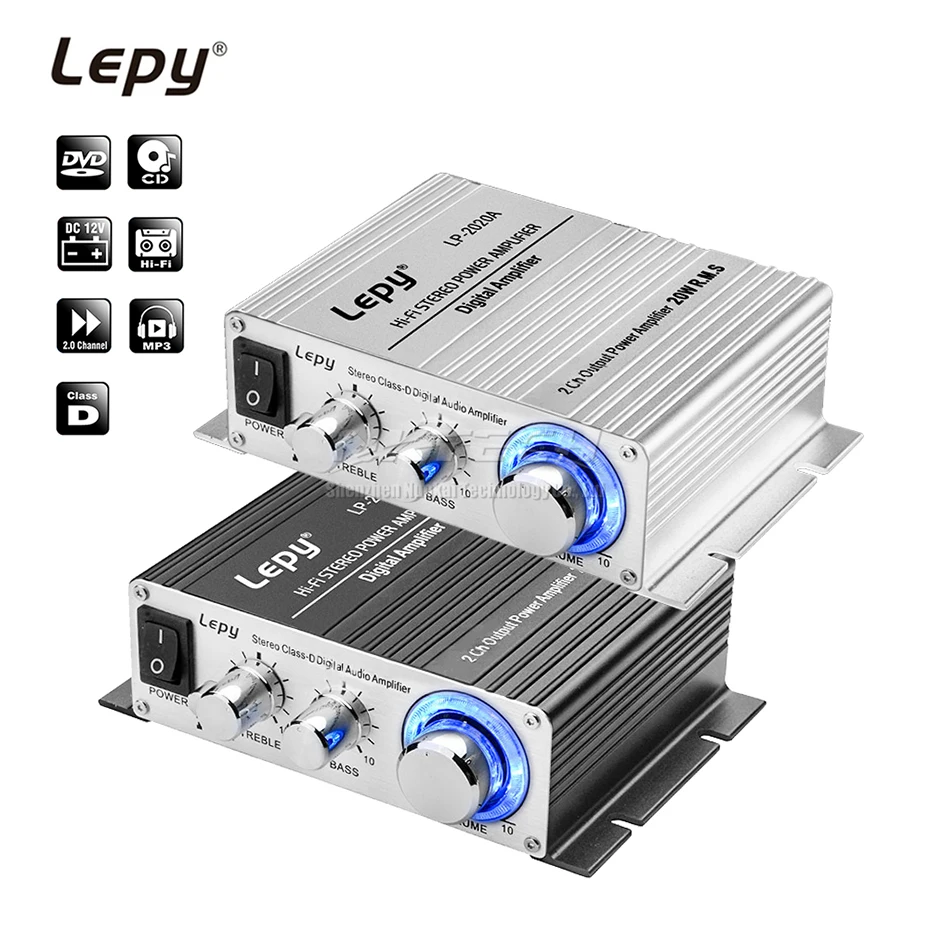 Lepy カーパワーアンプ,デジタルプレーヤー,hi fiステレオ,クラスd 2ch rms 20w,低音,プロフェッショナル,diy,ホーム