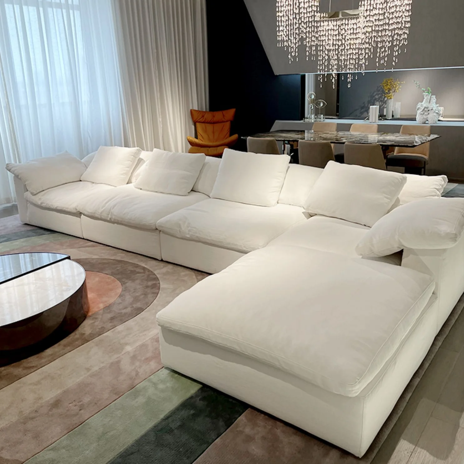 

Top comfort High end canape salon L Shape Modular feather sofa Living Room Sofas