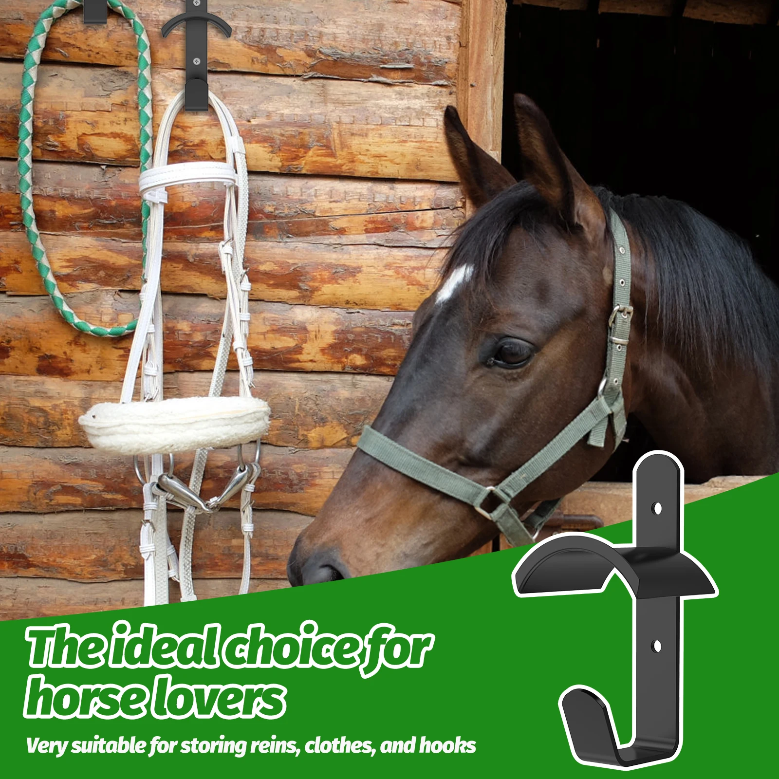 4Pcs Horse Bridle Rack Metal Wall Mounted Bridle Holder with Tubes and Screws Anti Rust Coating Bridle Hook Horse Barn Supplies